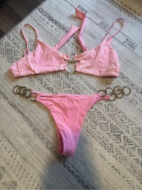 Beach Bunny Pink Bikini Top with Ring Detail